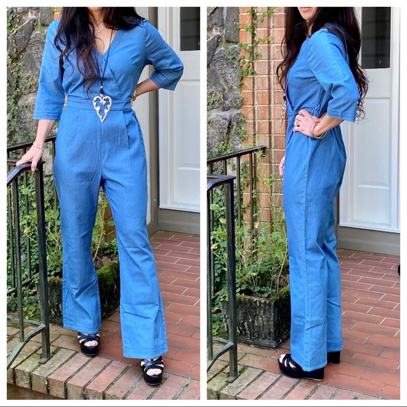Fabulous chic denim wide leg jumpsuit - Picture 3 of 9